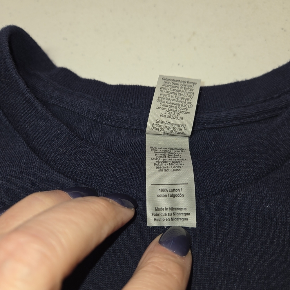 Women's Navy Blue Smiley Flower T-Shirt - Picture 7 of 8